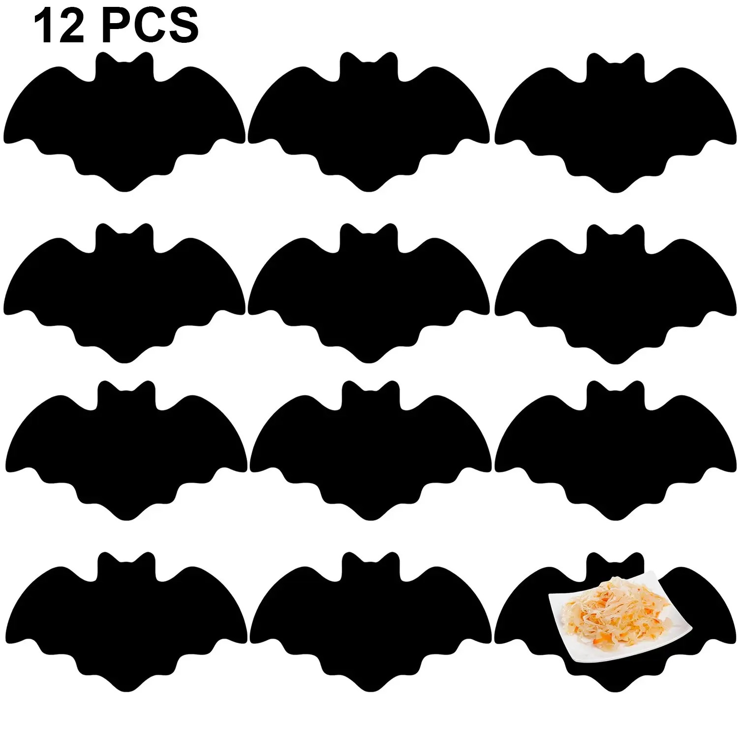 Halloween Bat Felt Coasters Set, Black Bat Shaped Drink Coasters, Gothic Spooky Table Placemats Heat Resistant Mat for Home Kitchen Bar, Halloween Party Table Decorations Gift for Goth Lovers