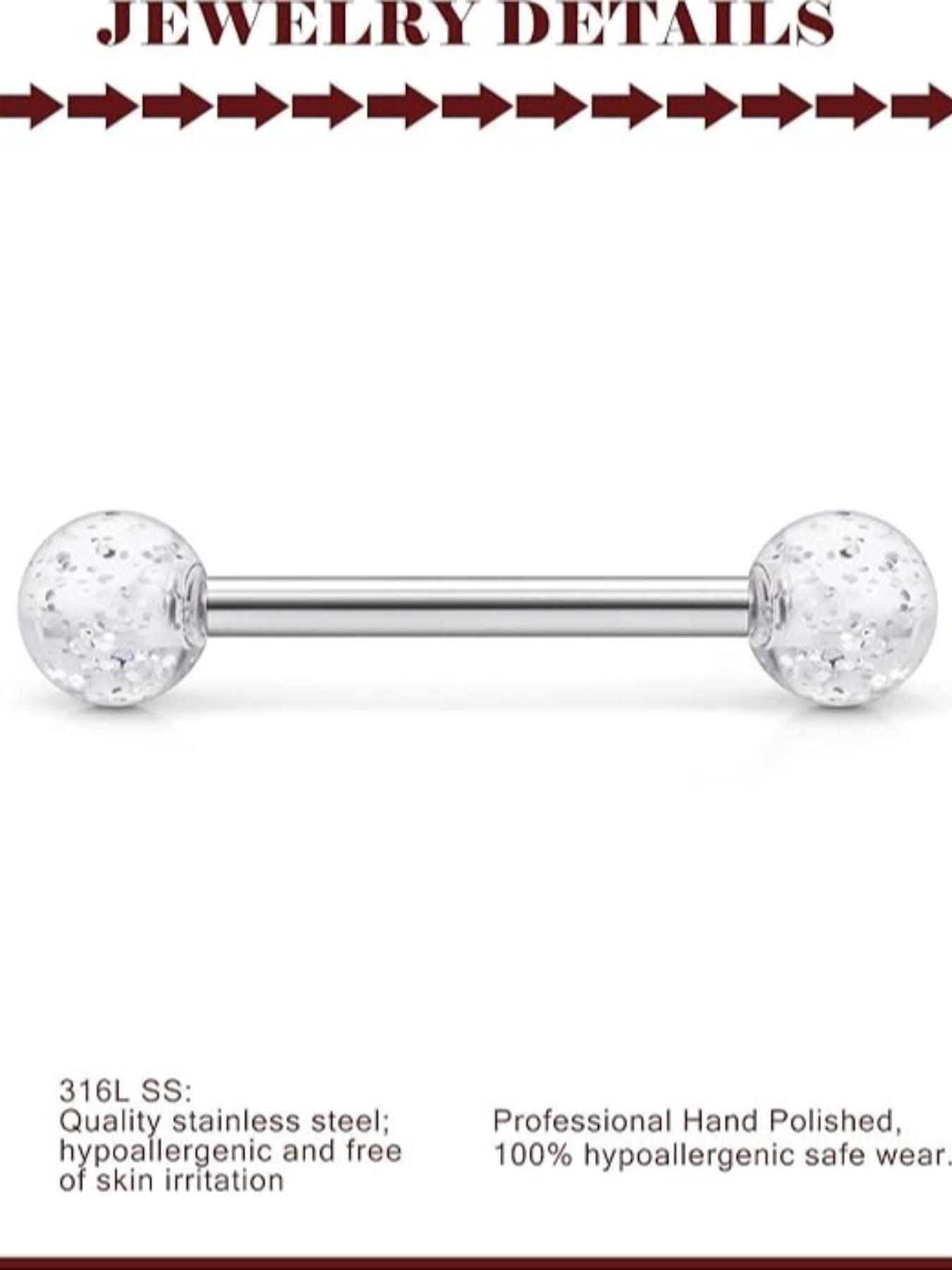 Simple Mixed Color Stainless Steel Barbell Bars Piercing Tongue Nail, 24pcs Body Piercing Kit Fashion Accessories for Both Men & Women for Daily Wear, Trendy All-match & Exquisite Jewelry for Birthday Gift