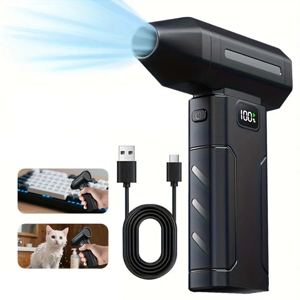 3000mAh Electric Rechargeable Air Duster, Handheld Air Duster, Personal Cooling Cordless Air Duster, Mini Fan with Fast Charging, Dust Fan for Computer, Keyboard, House, Outdoor and Car