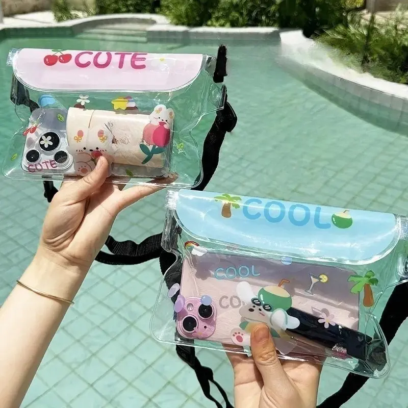 Cartoon Waterproof Waist Bag & Crossbody Phone Pouch, Waterproof Storage Bag for Swimming & Drifting, Large Capacity Bag, Cute Prints