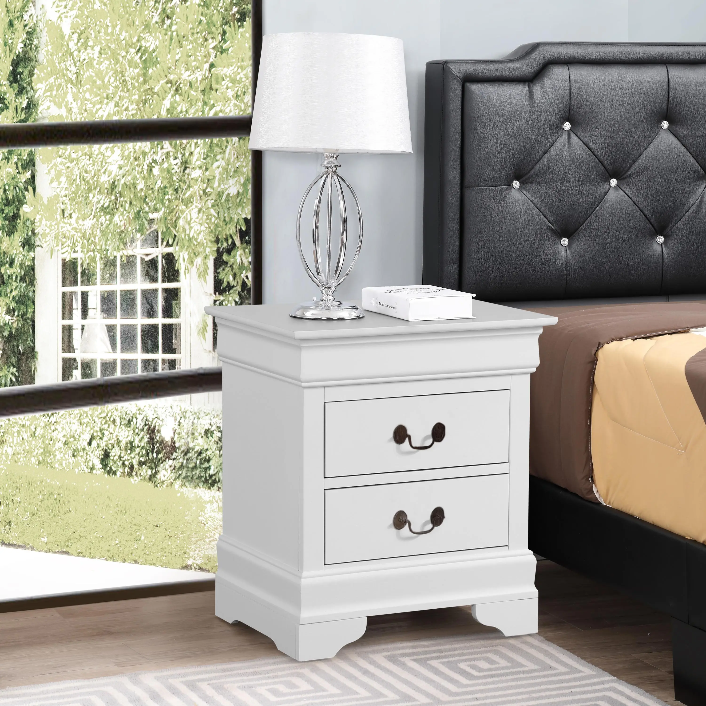 ARCH Traditional Nightstand for Bedroom, White Finish, Solid Wood Night Stand with Drawer, Compact Side Table for Living Room, Bedside Table with Storage Shelf, Nightstand for Small Spaces, Bedroom Furniture, 1-Pack, Bedroom Bedside Table