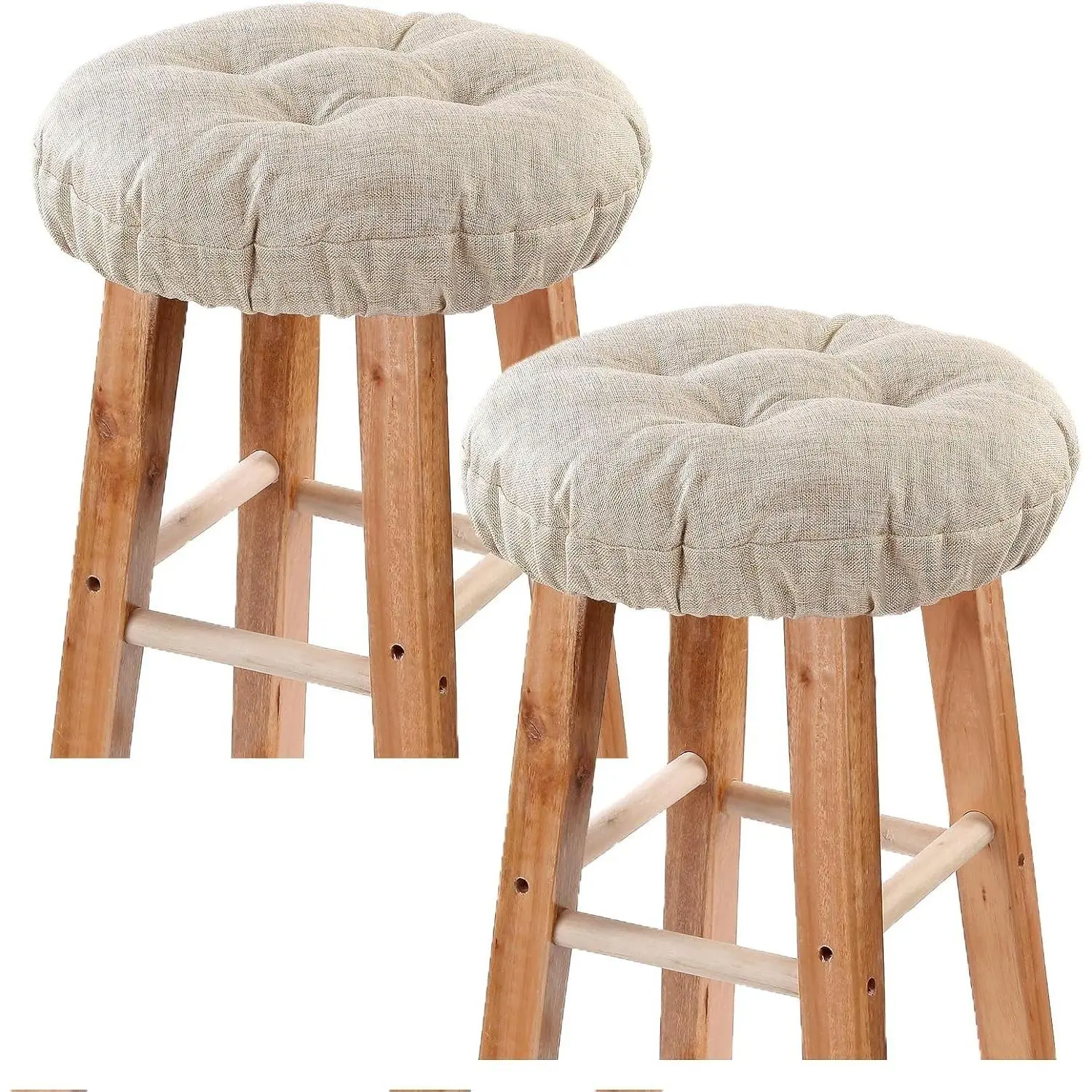 Bar Stool Covers Set of 2, Stool Covers Round with Elastic Band Pad, Soft Stool Seat Covers, Nonslip and Washable, 12 Inch, Beige