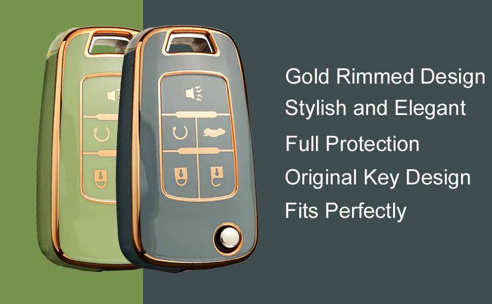 for Chevy Key Fob Cover with Keychain, Premium TPU Full Protection Key Fob Case for Chevrolet Equinox Camaro Cruze Malibu Sonic Buick Terrain (5 Buttons Pink)