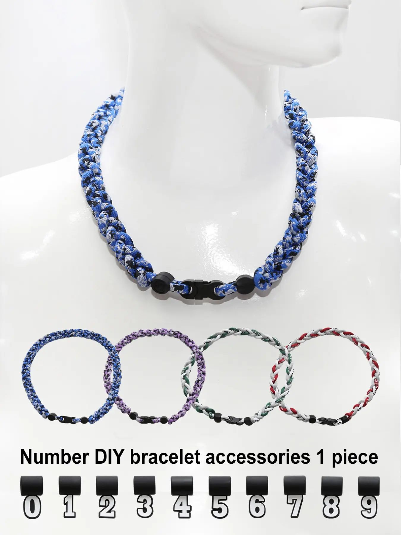 Sporty Multicolor Handwoven Number Necklace, Baseball, Softball, Football, Basketball, Rugby Player Fan Necklace, Unisex