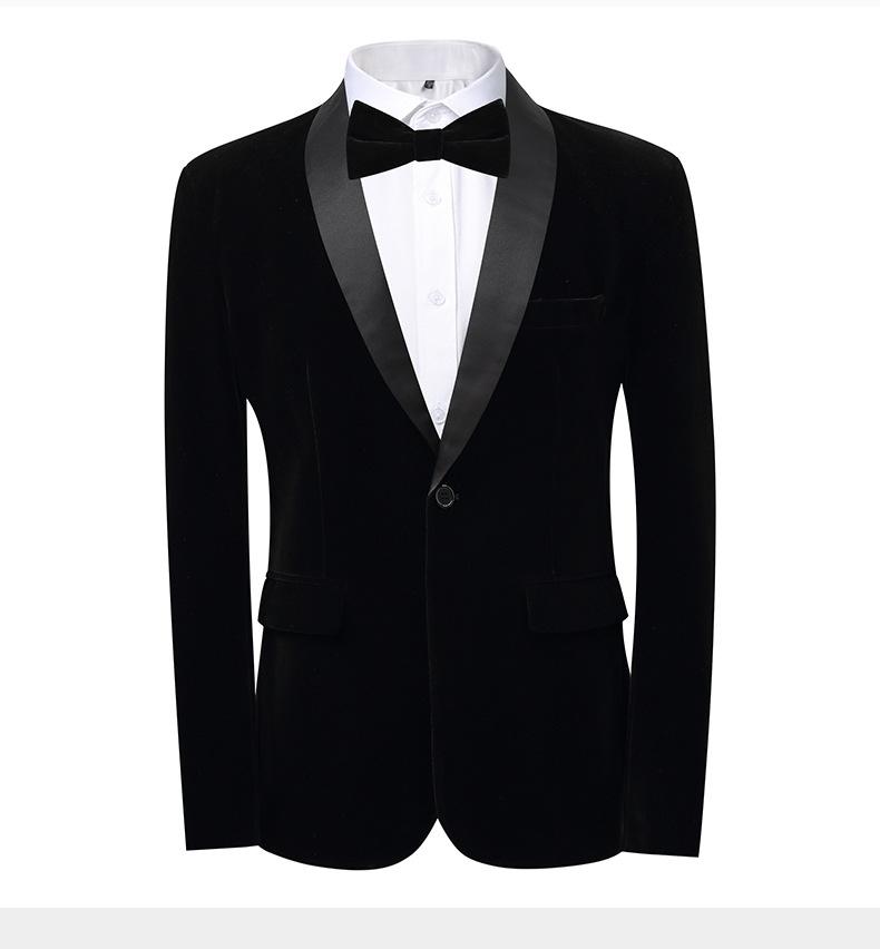 Men's 3-Piece Slim Fit Shawl Lapel Suit  Color Block Korean Style Groom Wedding Tuxedo With Side Vents