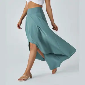 Halara Breezeful™ High Waisted High Low Ruffle 2-in-1 Flowy Quick Dry Casual Regular Maxi Skirt