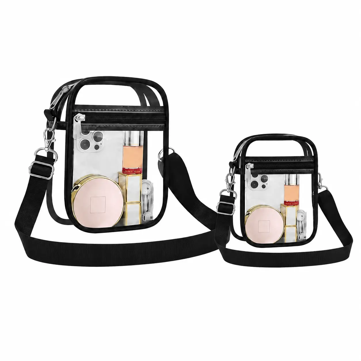 Women's Ultra-Lightweight Transparent PVC Messenger Bag - Waterproof, Breathable, Hands-Free Hanging Strap, Secure Phone Compartment, Ideal for Summer Commuting, Outdoor Activities