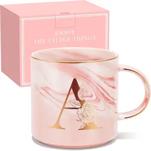 Uwingess Birthday Gifts for Women, Initial Mug with Gift Box, Personalized Monogram Letter Coffee Mug for Mom Friend Sister Teacher Coworker