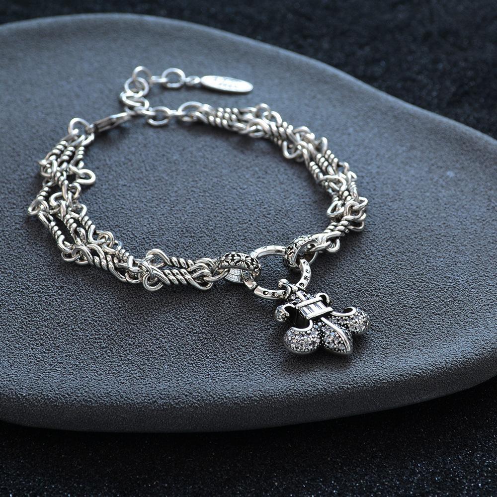 2026 New Arrival Cross & Zircon Marquise Bracelet for Women | Western Dark Aesthetic Jewelry, Versatile Stackable Layering Bracelet