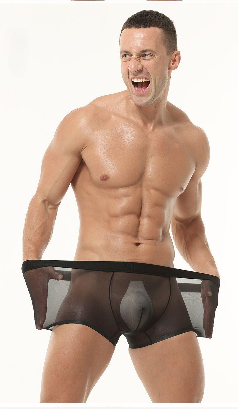 3-Pack Men's Cooling Mesh Trunks Ice Silk Sheer Seamless Underwear Lightweight Stretch