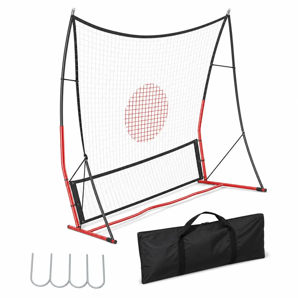 Adjustable 2-in-1 Soccer Rebounder Net – 6x4.7ft & 6x16ft Bounce Back Training Equipment – For Solo, Team, or Backyard Practice – Includes Portable Carry Bag & 4 U-Shaped Ground Stakes