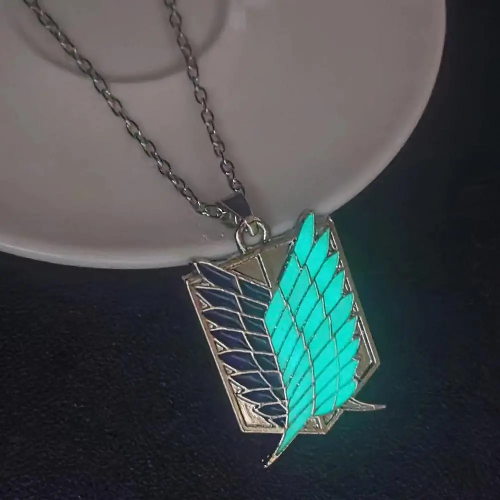 Anime Attack on Titan Glowing Necklace Pendants Wings Of Liberty Scouting Legion Chain Couple Necklace For Fans Collection