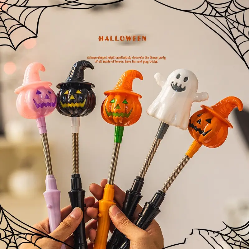 5pcs Halloween Pumpkin Lanterns, Glowing Hand Crank Sticks, Party Props, Atmosphere Bar Scene Decor, Small Gifts, Festive Accessories