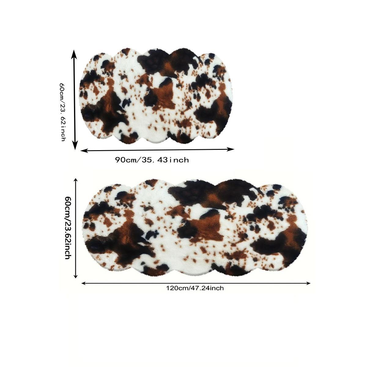 Cow Print Rug, Faux Cow Rug, 1 Count Non-slip Soft Plush Floor Mat, Decorative Carpet for Home Living Room Bedroom Hotel Dormitory