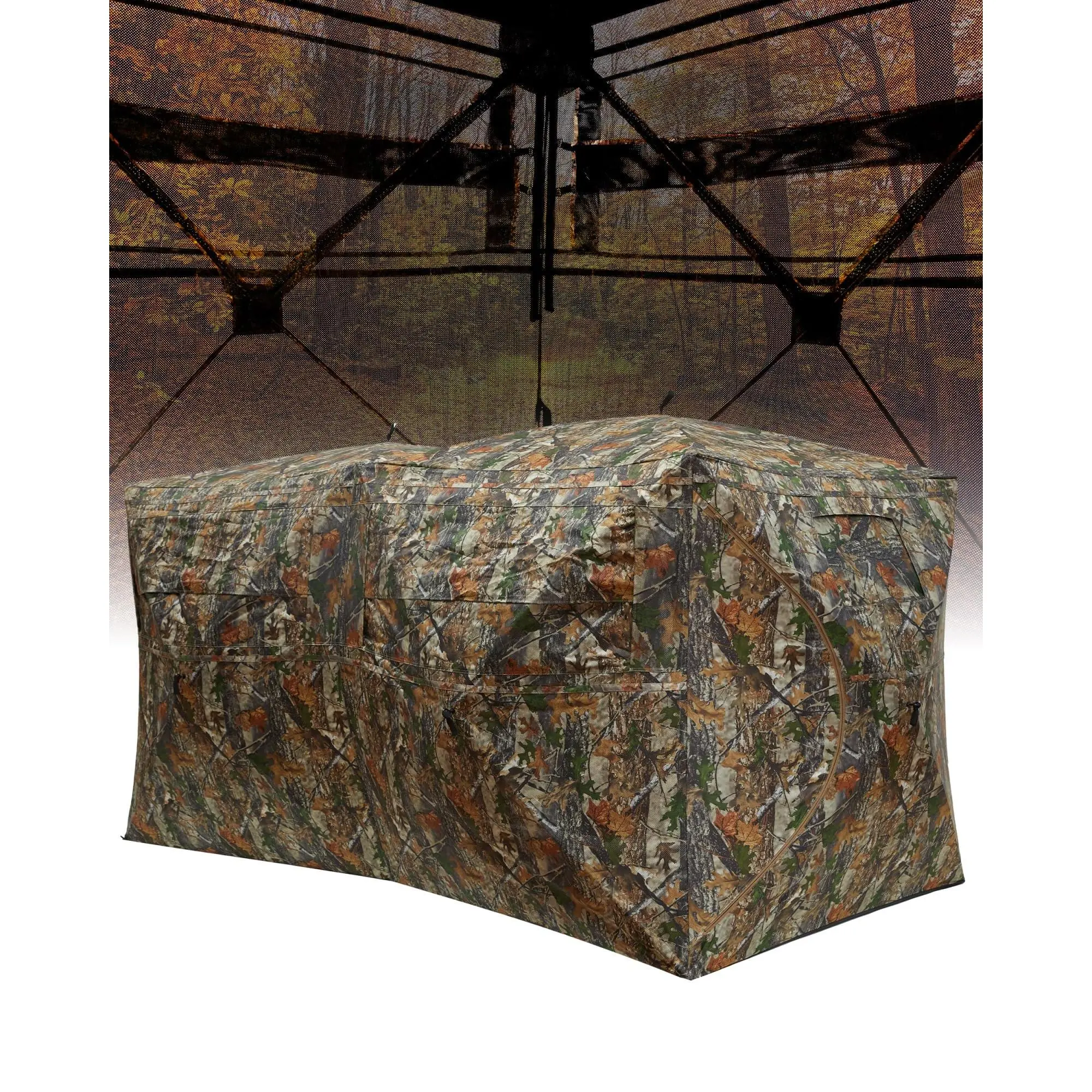 270° See Through Hunting Blind for 2~3 Hunters, Silent Magnetic Door Pop Up Hide with Carry Bag for Outdoor Deer and Turkey Spotting