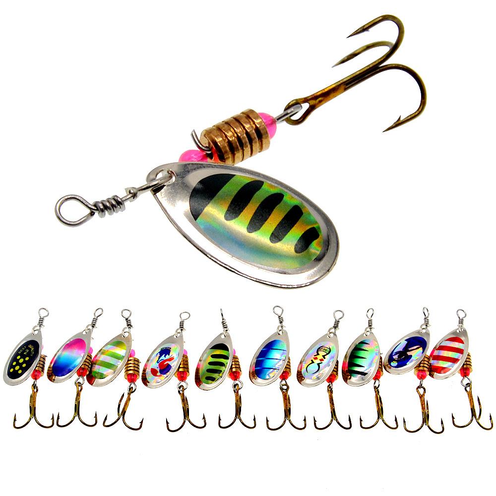 Lure bait rotating composite spinner fishing gear set, 16-piece metal lure spinner artificial bait set