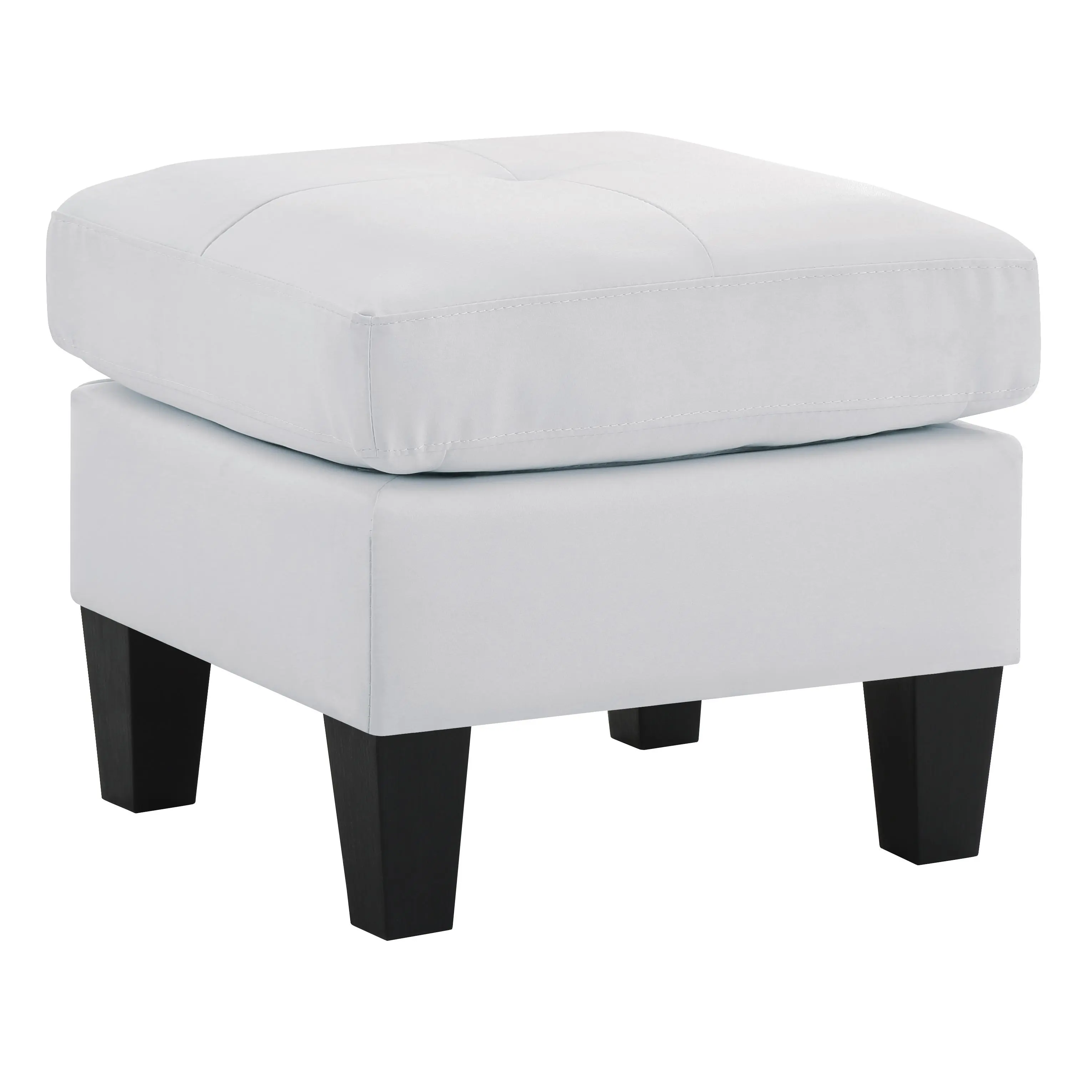 ARCH Stylish White Seating Ottoman for Small Spaces, Compact Footrest Stool, Modern Faux Leather Pouf, Versatile Living Room Bedroom Dorm Decor, Easy-Clean Upholstered Cube, Space-Saving Accent Furniture, Single Unit, Home Furniture and Household