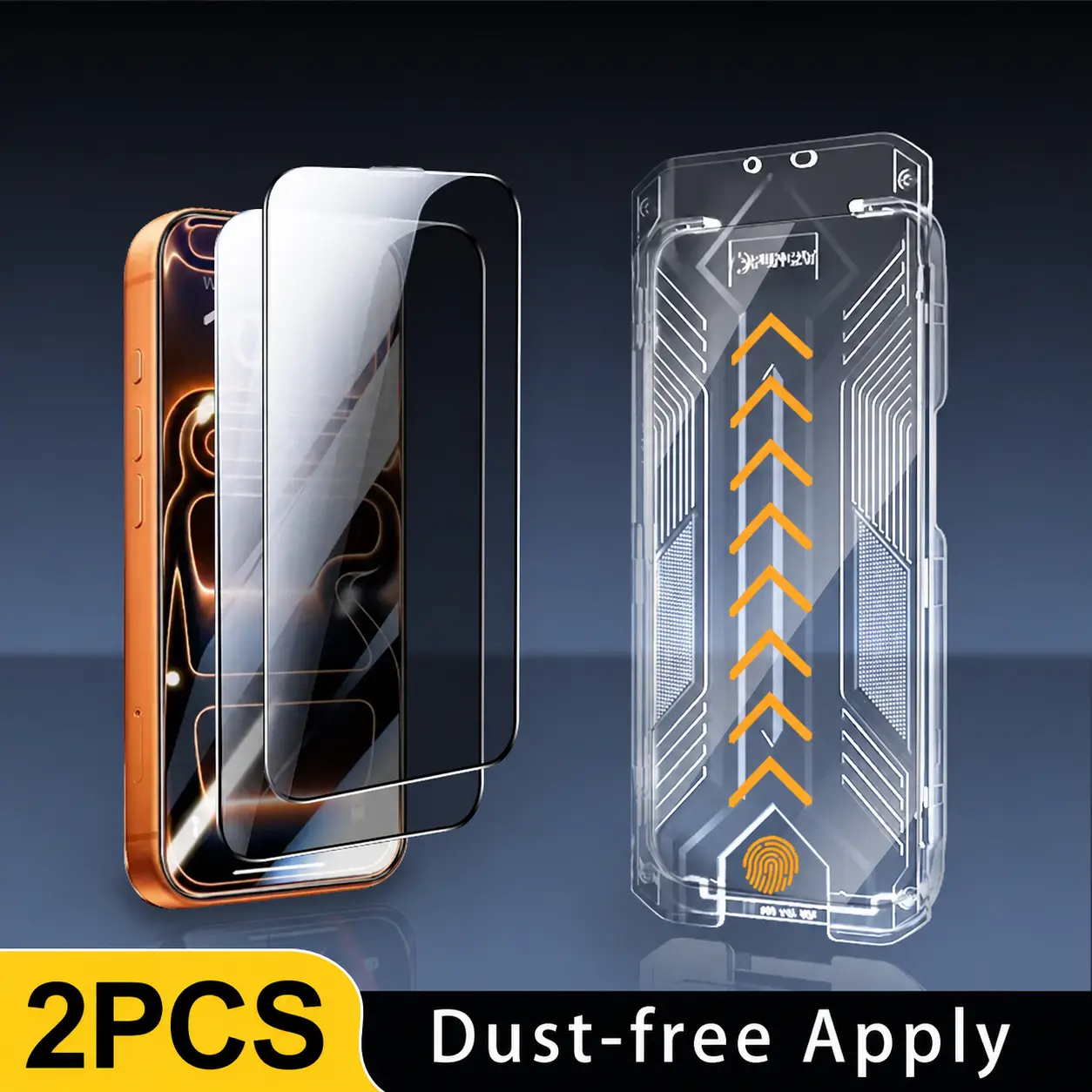 [2PCS] GLOBAL Screen Protector-Dust-free Applicator FOR iPhone 17/16/15/14/13/12 "On SALE for NEW APPLE" (Reusable Easy Installation) Headset Covered, Fully Protection, Fingerprint-proof, Electroplated Layer, Tempered glass