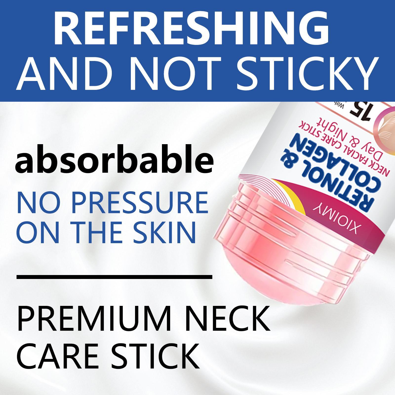 Retinol, Collagen & Hyaluronic Acid Neck Care Roller Stick, Moisturizing & Firming Neck Cream Stick, Night Neck Lifting Cream, Neck Skin Care Product for Women, Cosmetic Moisturizer