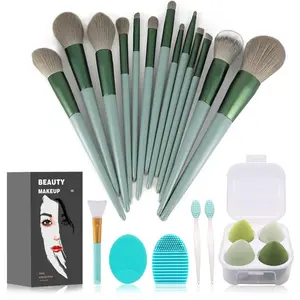22-piece makeup brush set, including foundation brush, eyeshadow brush, etc. (green, 22-piece set): Beauty and personal care