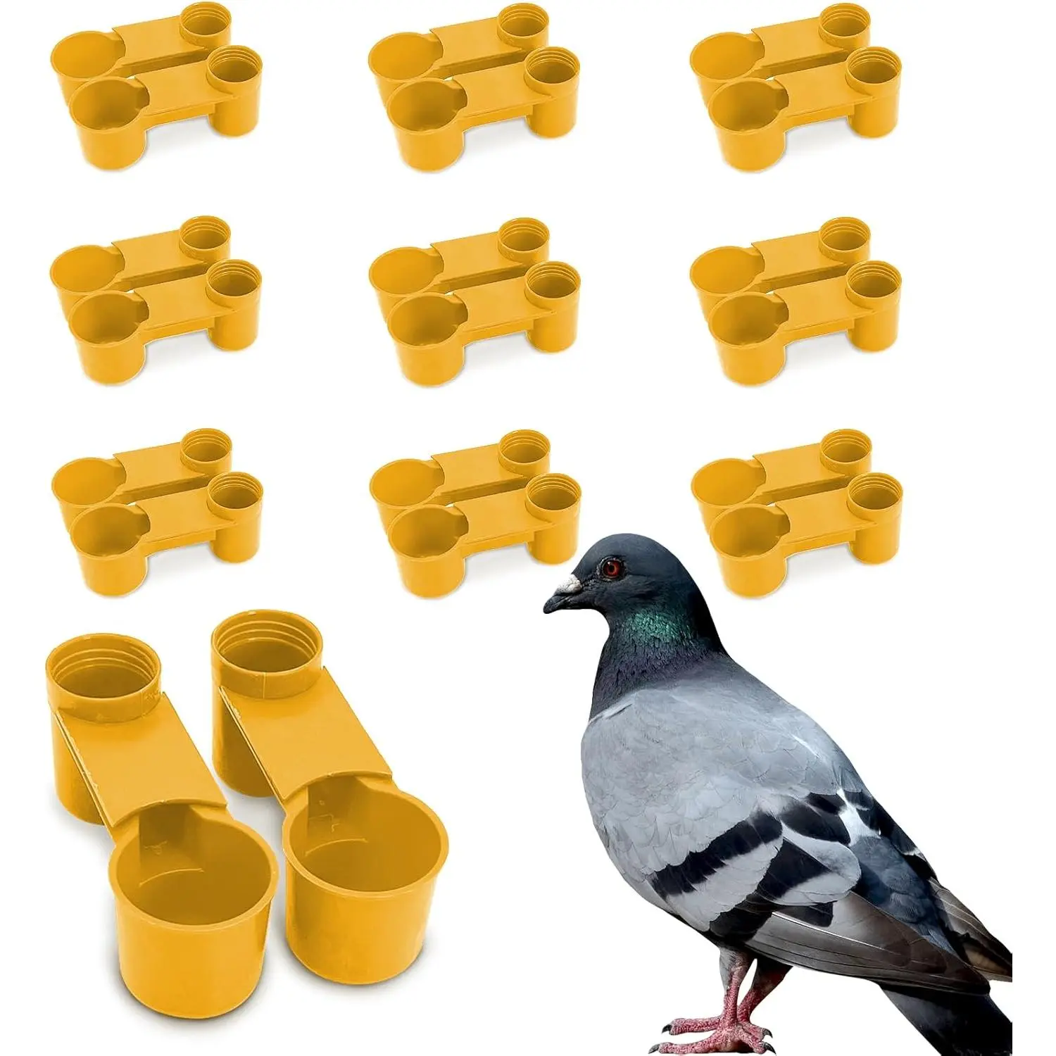 20PCS Plastic Cups Poultry Feeder Set - Soda Bottle-Shaped Drinking Trough for Birds, Chickens (Drinking Water Supply Tool for Pet Bird Feeding), Bottle Shape