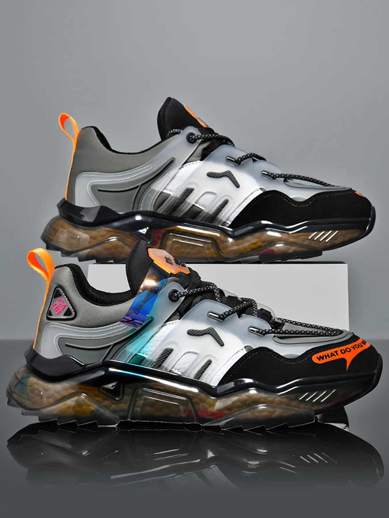 Men's Fashionable Patchwork Design Lace Up Sneakers, Casual Comfortable Breathable Sports Running Shoes, Male All-match Round Toe Chunky Sneakers for Daily Life, Fall Running Shoes