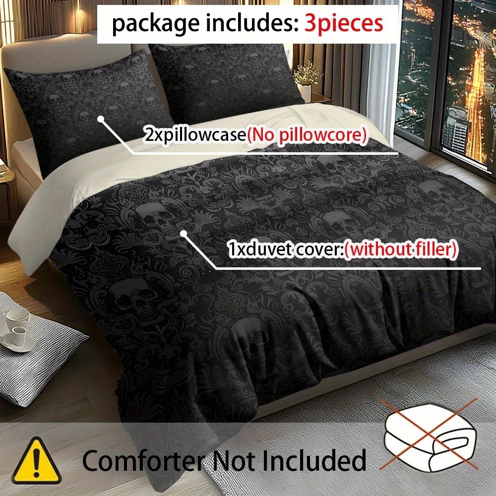 Skull & Floral Pattern Bedding Set, Including 1 Count Bedspread & Pillowcase without Filler, Soft Comfortable Bedding Set for Home Bedroom Duvet Cover Set