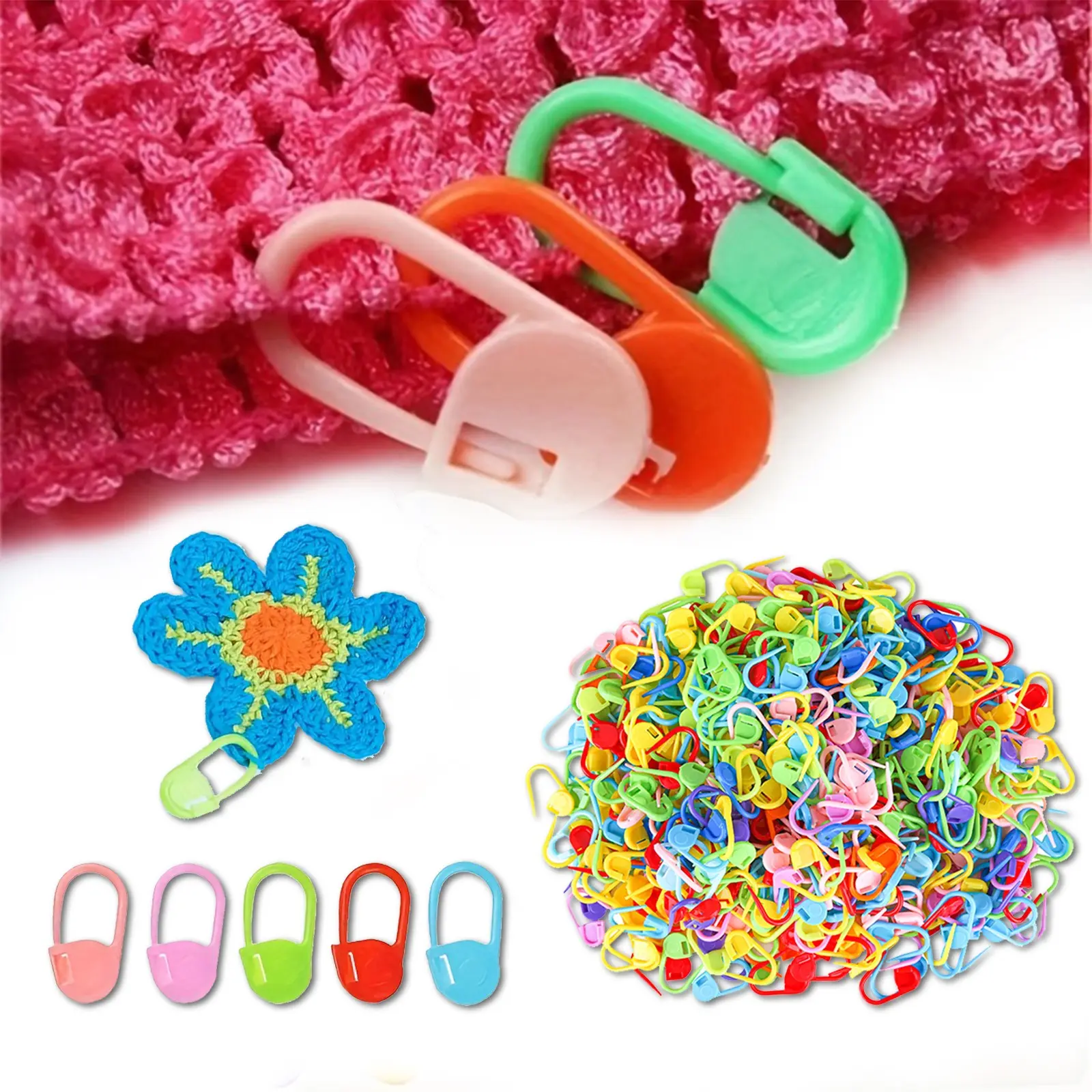150 pcs Colorful Knitting Markers Crochet Clips Crochet Pins Bulk Stitch Markers Locking Stitch Knitting Place Markers DIY Craft Plastic Safety Pins Sewing Weave Stitch Needle Clip Counter Crafting Tools Weaving Tools
