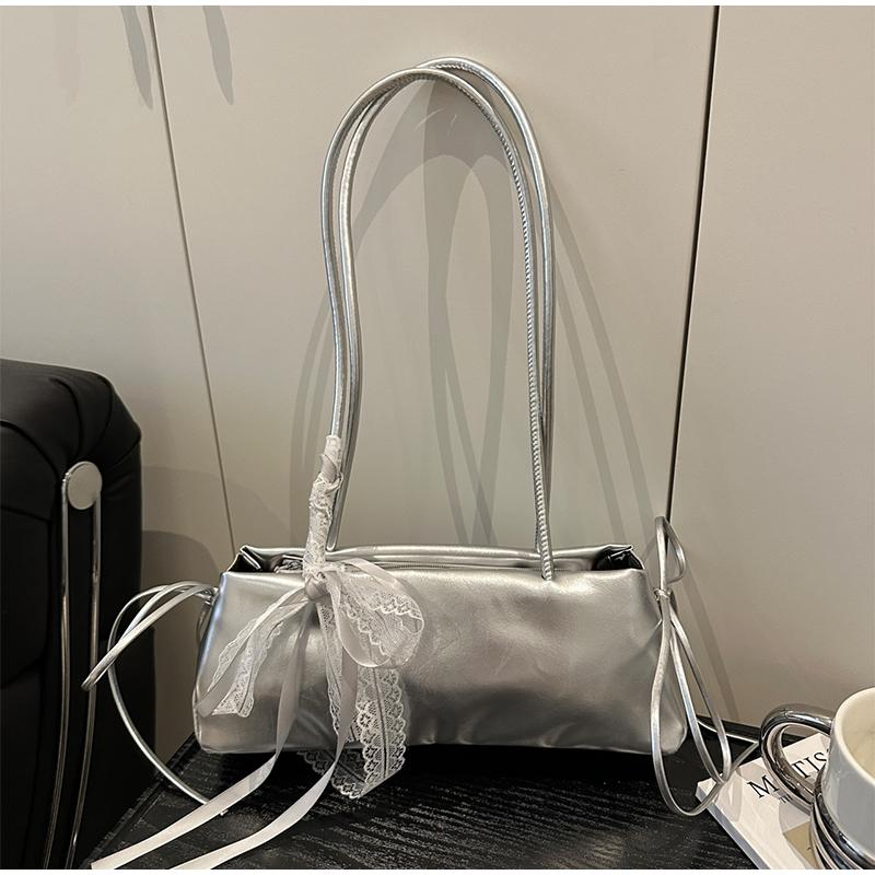 French Elegant Square Bag Korean Bow Decoration Pu High-quality Bag Niche Simple Ballet Style Shoulder Bag New Casual Women Bags