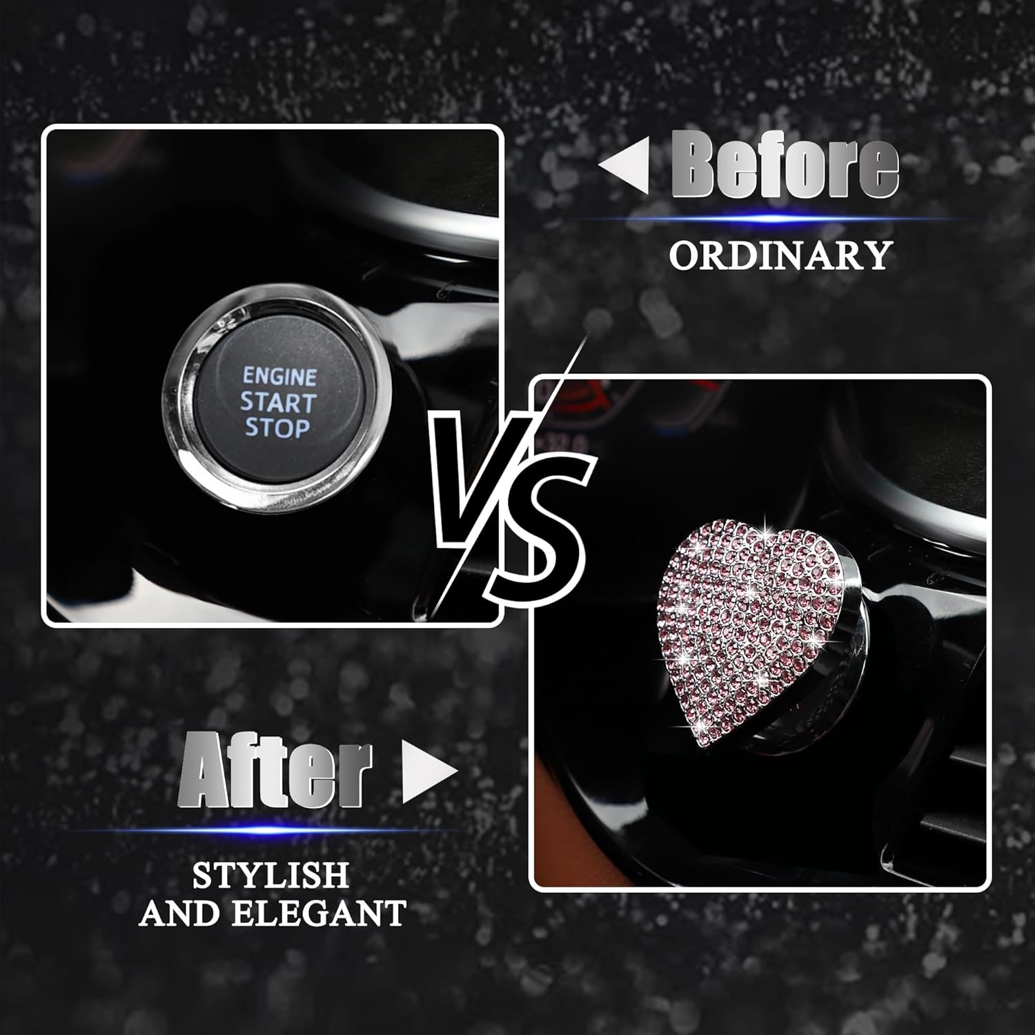 Bling Car Engine Start Button Cover Diamond Interior Crystal Push Start Button Ring Cap Sparkly Accessories Heart Bling Ignition Button Rhinestone Emblem Trim Universal for Car (Pink) Bling Car Engine Start Button Cover Diamond Interior Crystal Push Start Button Ring Cap Sparkly Accessories Heart Bling Ignition Button Rhinestone Emblem Trim Universal for Car (Pink)