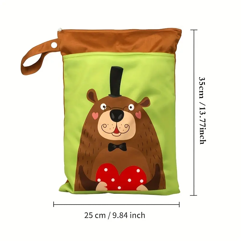 Wet Clothes Bag, Washable Diaper Nappy Bag, Parent Bag, Animal Printed Fashion Beach Bag, Two Zippers Travel Makeup Storage Bag