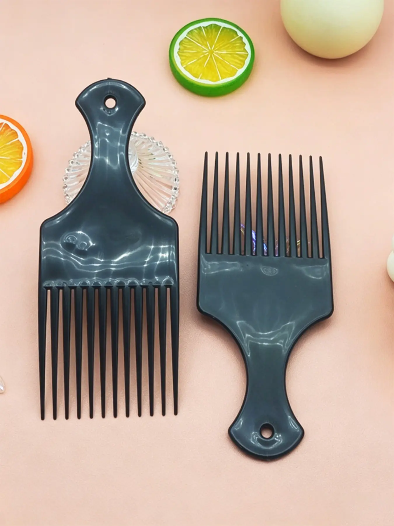 2PCS Plastic Afro Pick Hair Comb Wide Tooth Detangling Hair Pick, Anti Static Hair Styling Comb For Curly Hair Braids Wigs, Detangler Combs