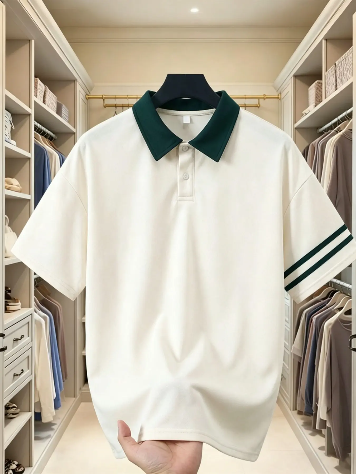 Unisex Colorblock Collarless Polo Shirt, Breathable Loose Fit Short Sleeve, Sporty Style, All Seasons Casual Wear, Six Colors Available