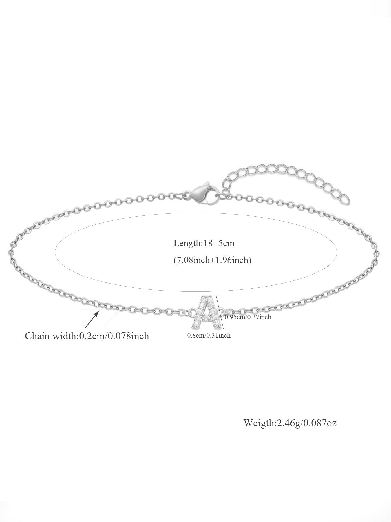 Fashion Letter Initial Detail Rhinestone Decorated Link Bracelet for Women for Gift, Minimalist Dainty Jewelry, Delicate All-match Luxury Jewelry As Gift, Fashion Bracelets