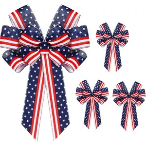 4 Pcs Patriotic Bows for Wreath, 4th of July Decor Bows 250th Anniversary Red White Blue Star Stripe Tree Topper Bow American Flag Wreath Bow for Patriotic,Independence Day,Memorial Days,Veteran's Dayfidget toys