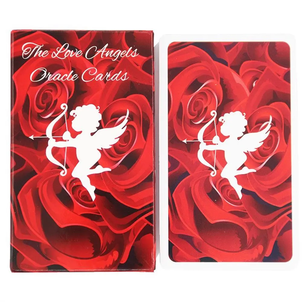 The Love Angels Oracle Cards 54Pcs Cupid Rose Tarot Deck Romantic Relationship Divination Cards Portable Love Guidance Reading Cards for Couple Meditation Fortune Telling, Ideal Valentine Gift for Lovers and Tarot Beginners