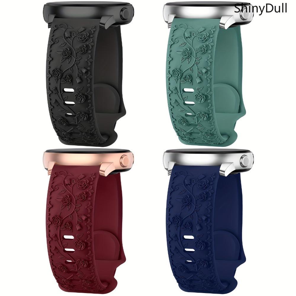 4-Pack Floral Engraved Watch Bands Apple Watch Bands – Sport Strap 38–49mm (Series 1–11, SE, Ultra / Ultra 2)Comfortable & Stylish for Women