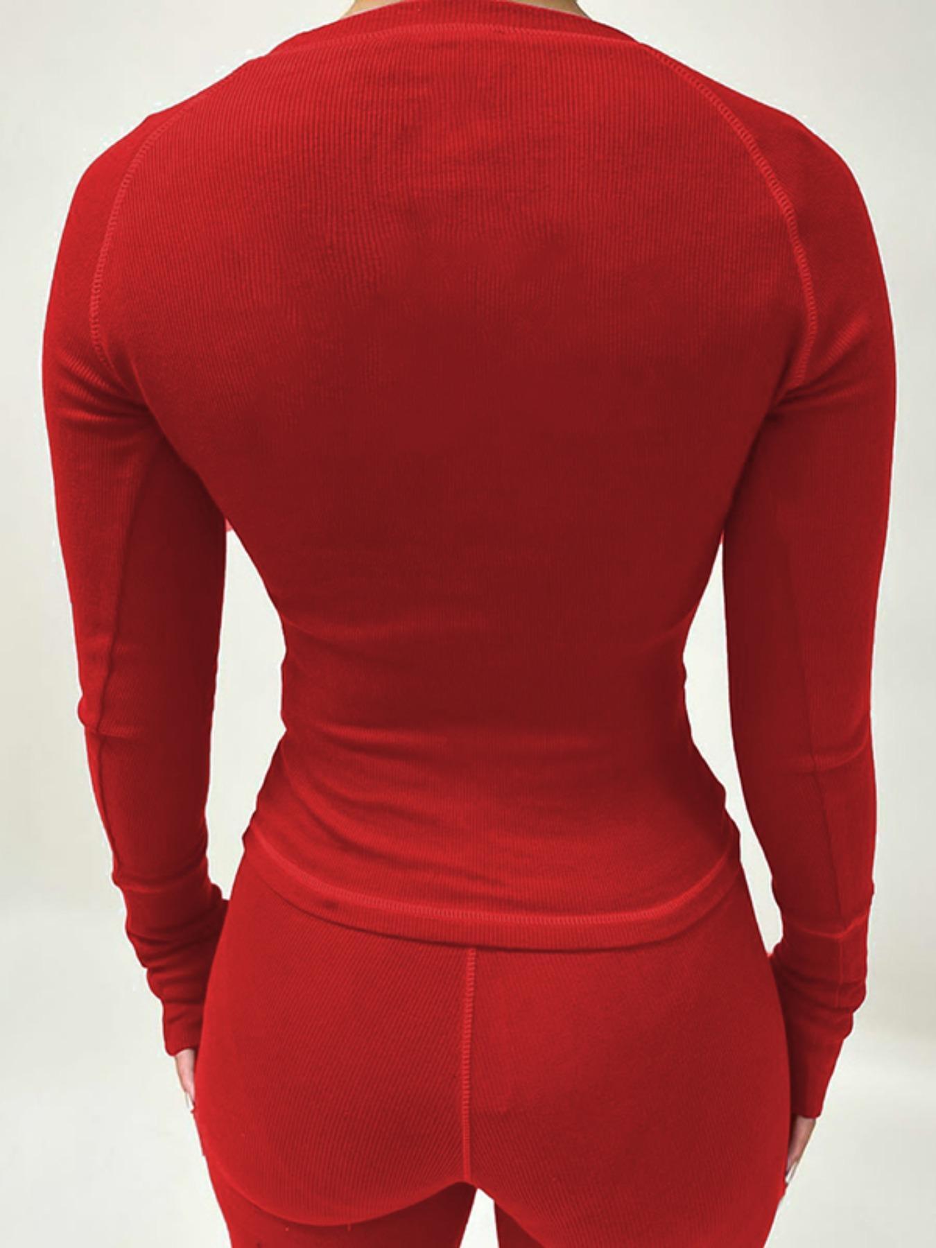 Women's Letter Patched Raglan Sleeve Tee & Skinny Pants Set, Casual Long Sleeve Round Neck T-shirt & Trousers Two-piece Set for Fall & Winter