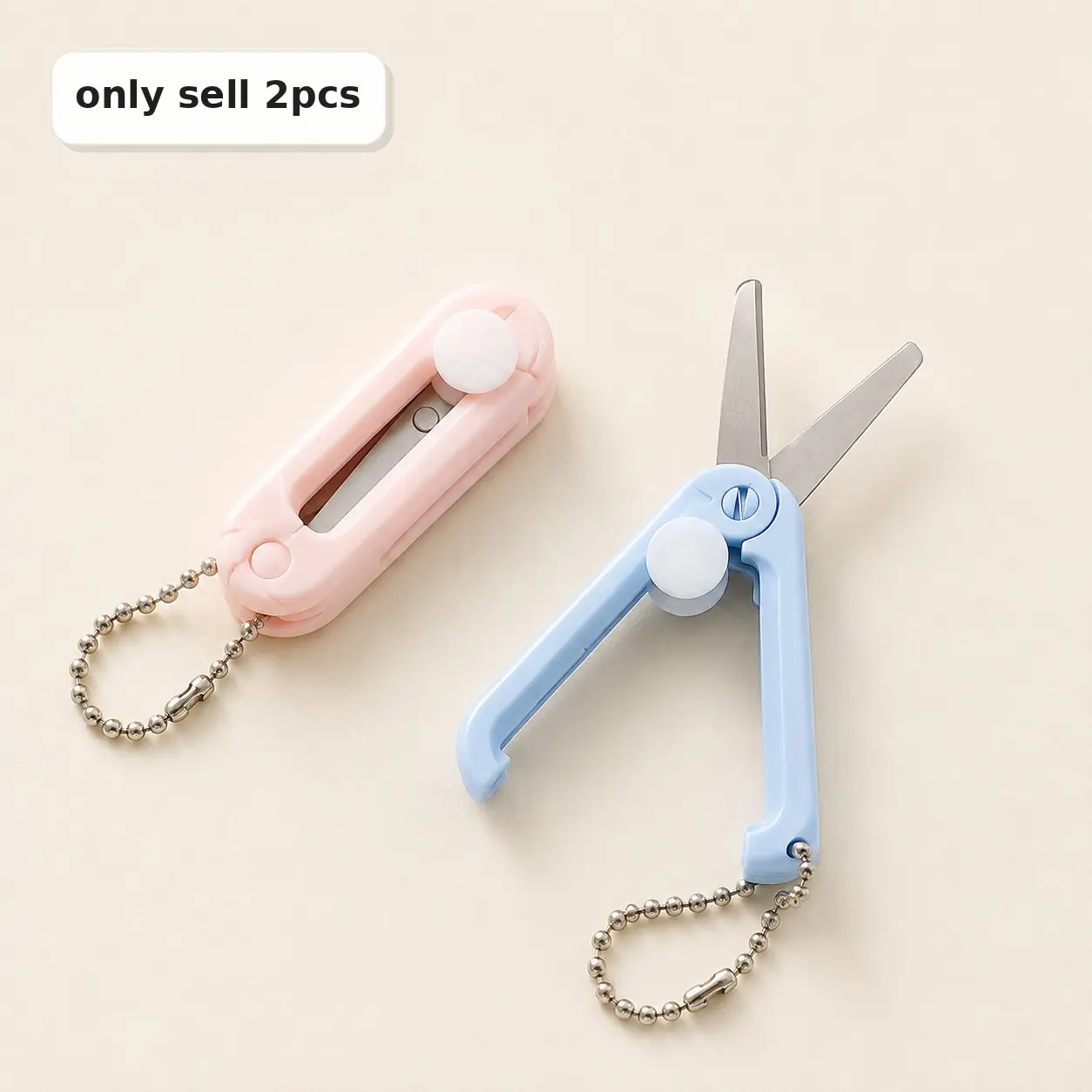 Stainless Steel Mini Scissors, 2 Counts Compact, Portable & Versatile Scissors for Travel, Home Office, Crafts and Paper Cutting, Office Cutting Supplies, Paper Cutters