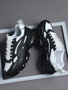 Trendy Men's Sport Shoes, Footwear Sneakers, Low Top Lace-Up Design, Breathable Mesh with Bubble Cushion Sole, Ideal for Gym and Outdoor Activities, Casual Men's Sports Sneakers