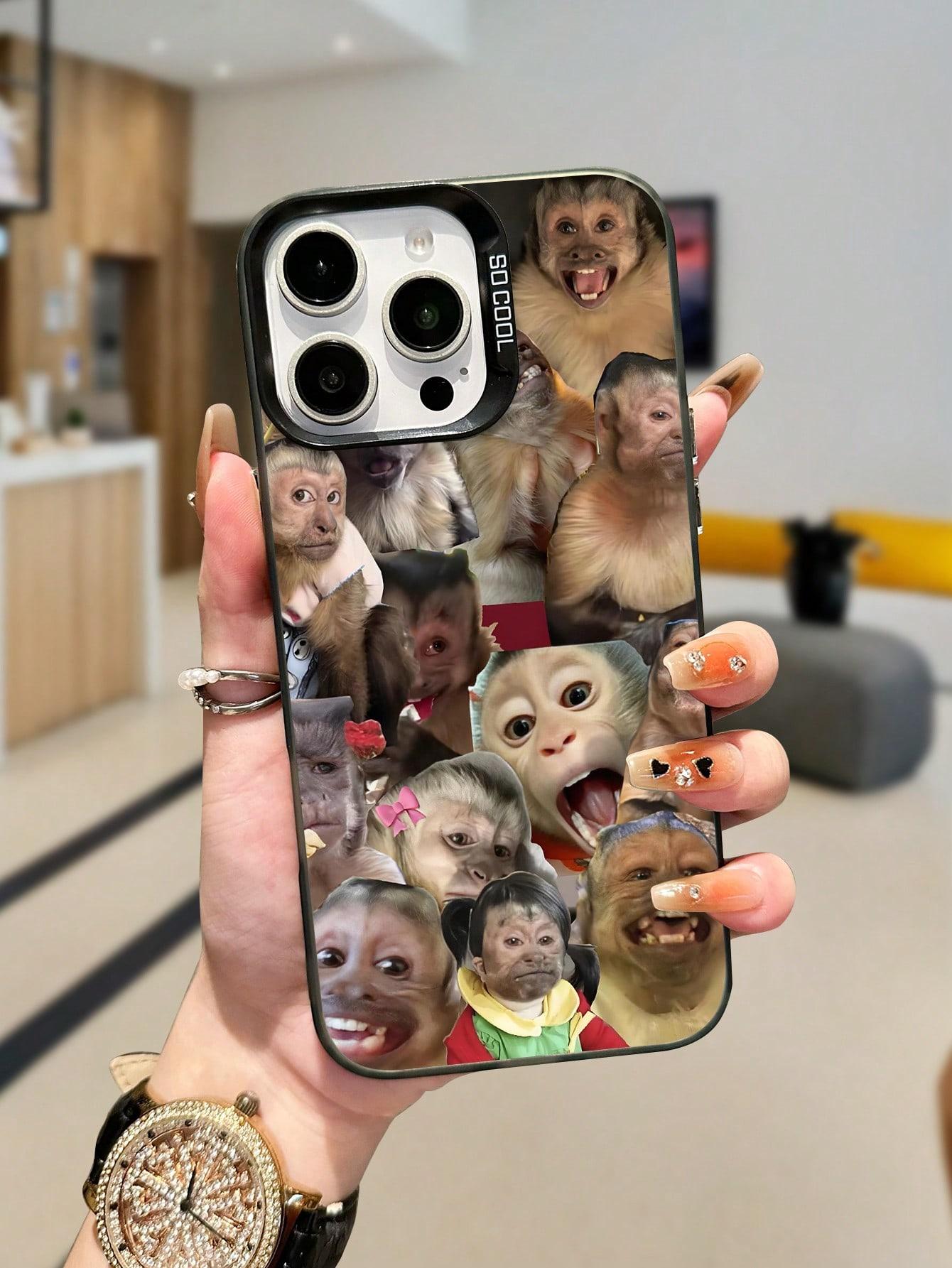 Expression Monkey Pattern TPU Soft Edge Phone Case (1-Pack) - Fun puzzle design, waterproof, shockproof, drop-proof, and scratch-resistant. Compatible with iPhone 17/16/15/14/13/12/11. A perfect holiday gift for friends, family, and yourself.