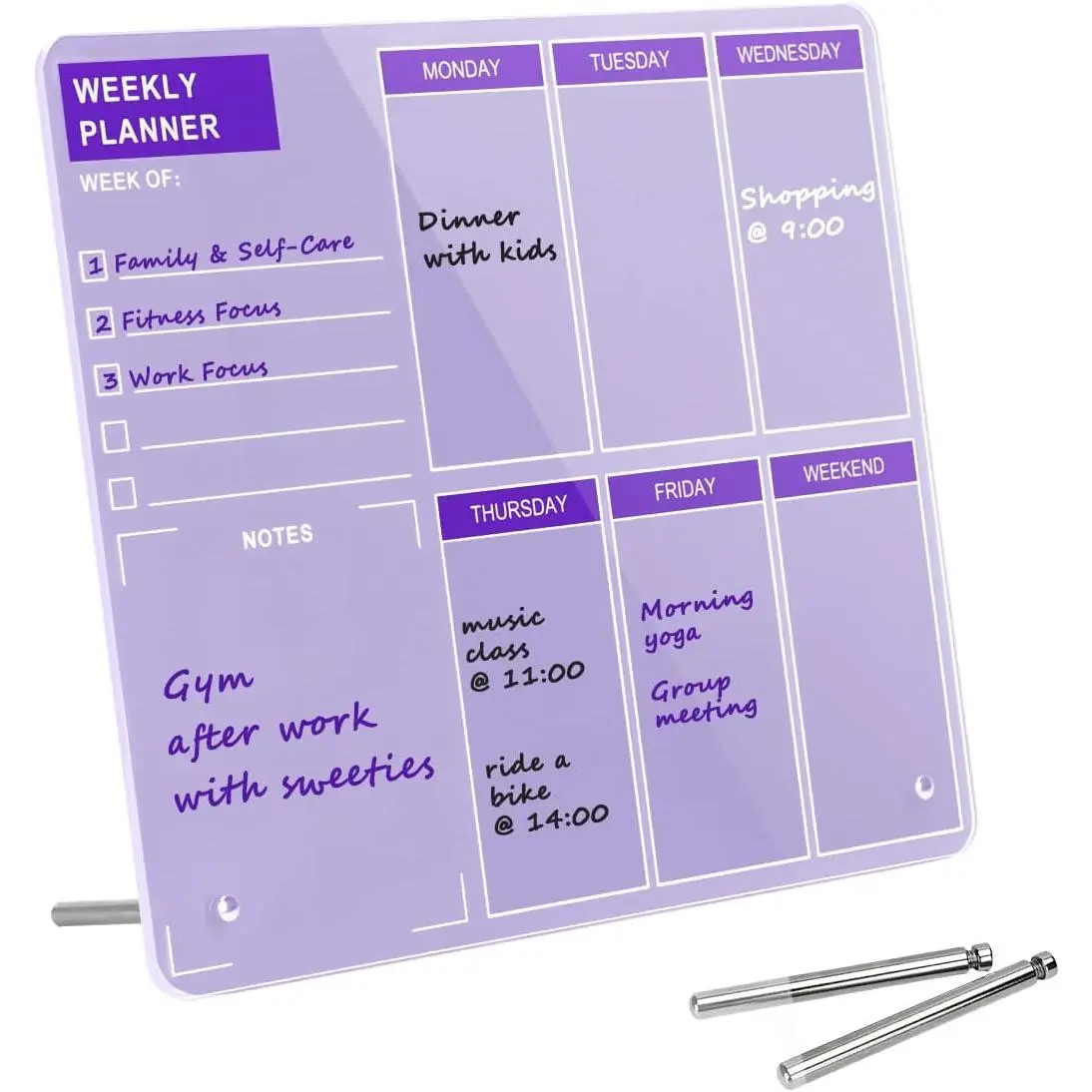Desktop  Weekly Planner Whiteboard with Stand, Dry Erase Weekly Planner for Desk, Weekly White Board with , 9.8"x11.8",  Dry Erase Board for  Office School