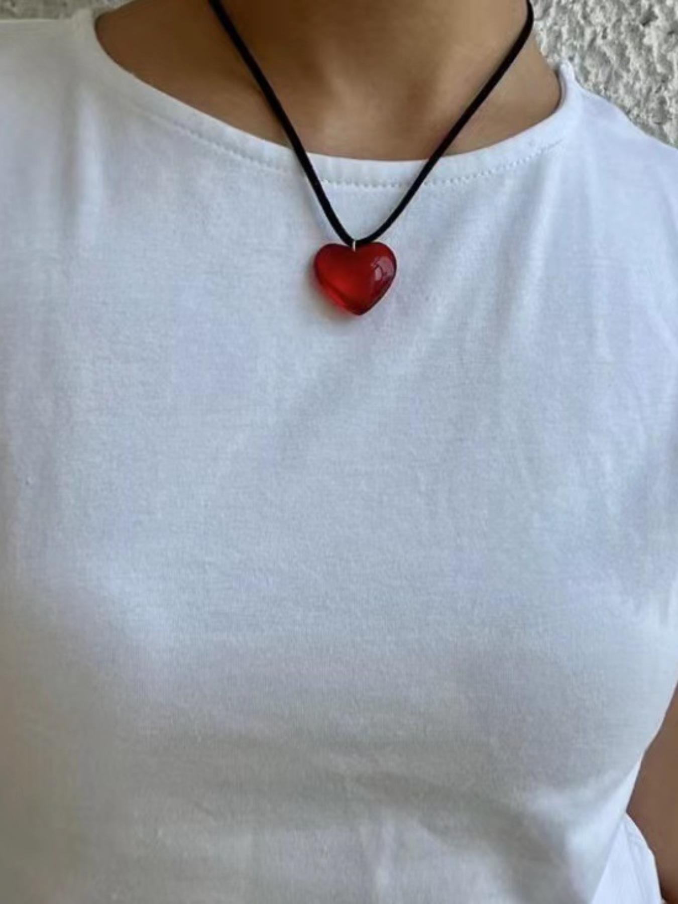 Mother's Day Gift Women's Heart Shaped Pendant Necklace, Fashionable Artificial Crystal Jewelry For Party