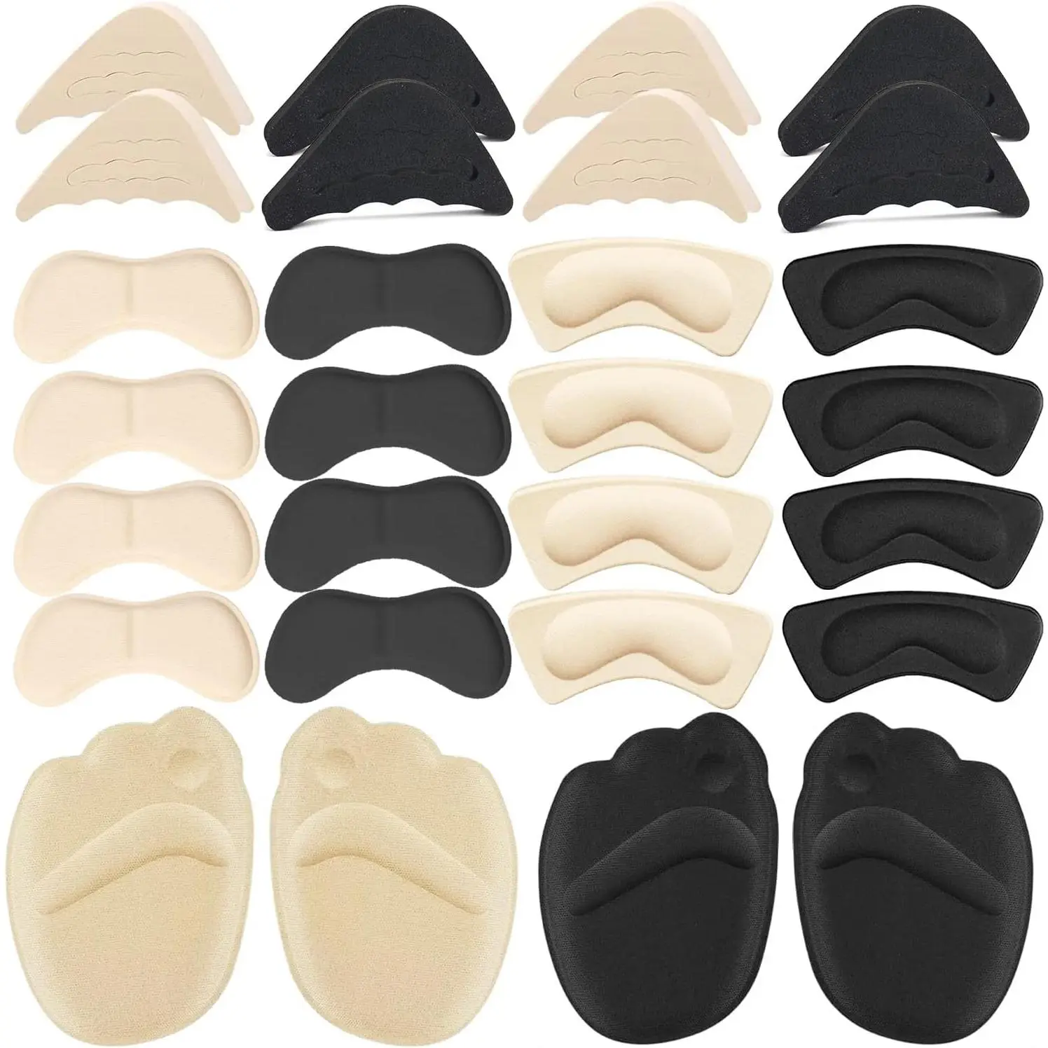 16 Pairs Shoe Filler Heel Pads for Womens Shoes - Shoe Filler for Too Big Shoes Women with Toe Inserts, Toe Inserts for Too Big Fit