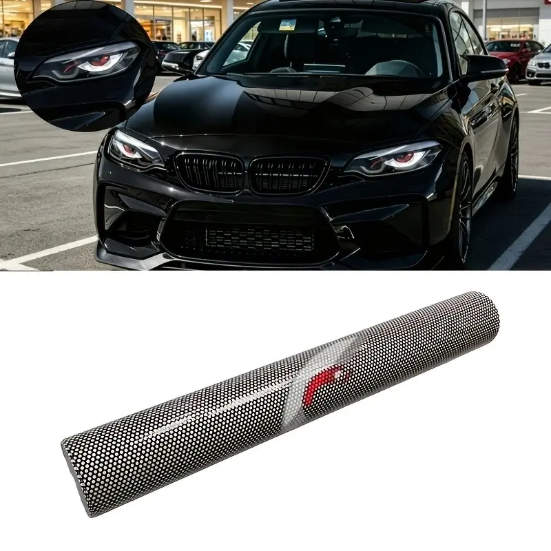 2pcs Car Headlight Grid Eye Stickers, Durable Vinyl Film, Self-Adhesive Removable, Waterproof Scratch-Resistant, Universal Car Light Decals, Stickers For Cars