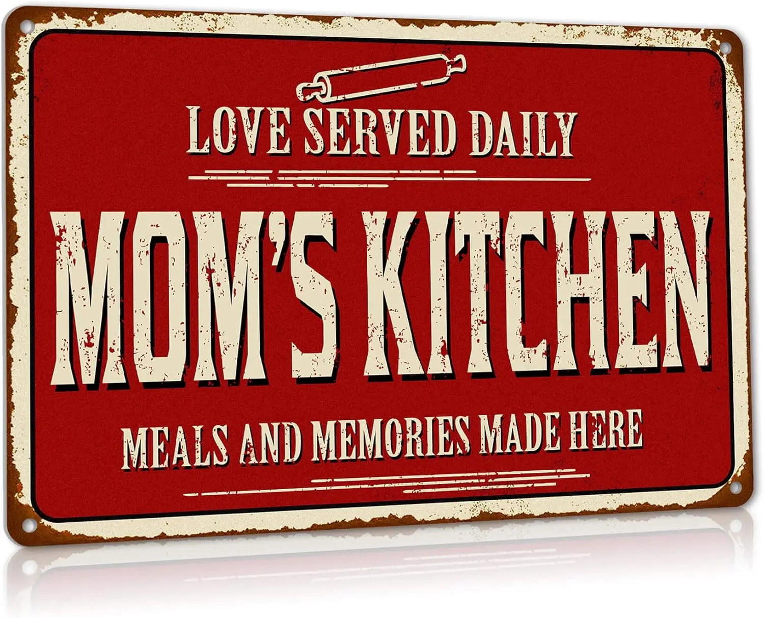 Rusty Look Rustic Aluminium Metal Kitchen Wall Sign, 12x8 in Single Sign Kitchen Accessories - Mom's Day Indoor/Outdoor Home Dining Room Plaque