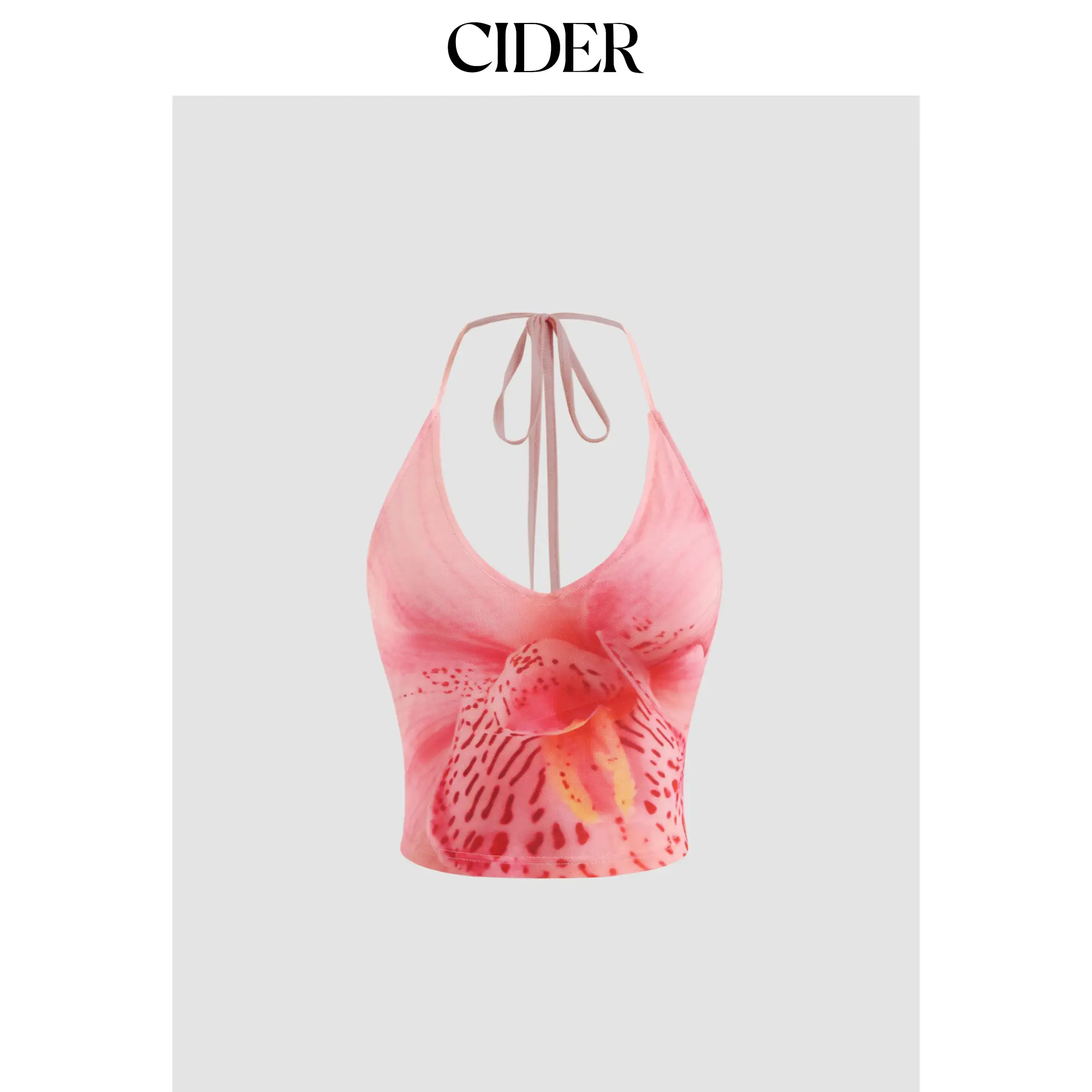 Halter Mesh Yarn Short Camisole Women's Floral Tie Short Top 3 Colors Size 2-10 SummerWins SummerFinds