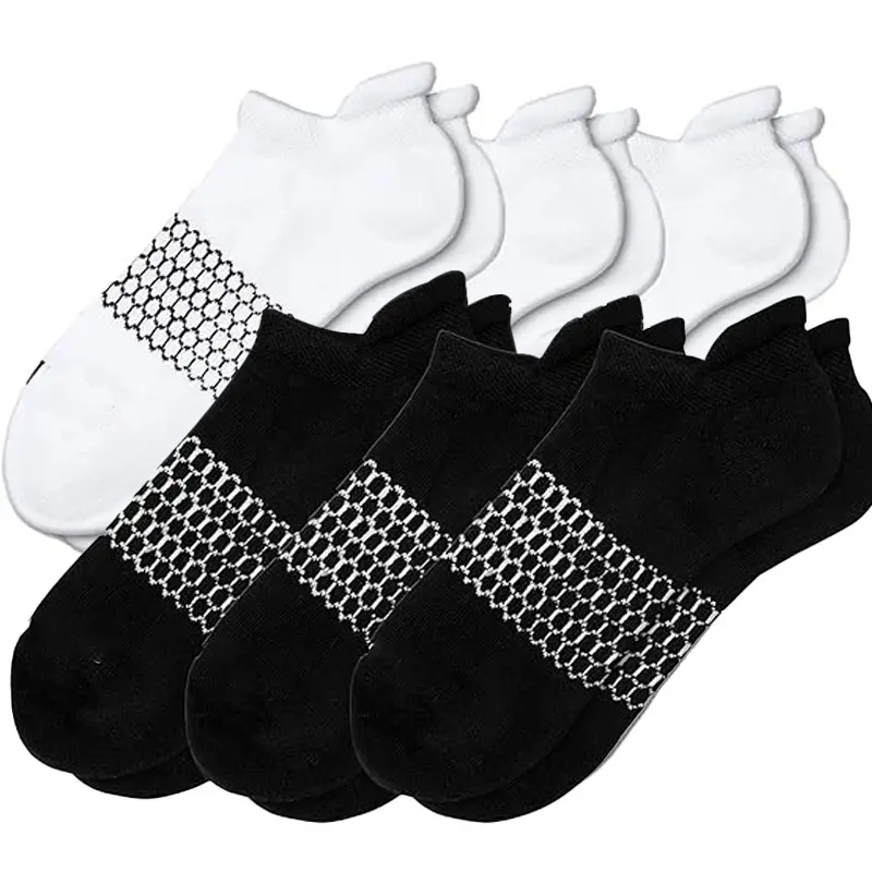 Men's 6-Pair Cotton Knit Ankle Length Sports Socks - Thin, Shock-Absorbing, Comfortable, Odorless, Breathable, Ear-Lifting Male Socks for Daily Wear & Outdoor Sports, Machine Wash Cold
