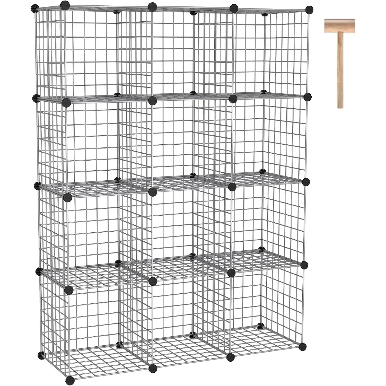 Wire Cube Storage, 12 - Cube Organizer Metal C Grids,  Gray | Modular Shelves Units Storage Bins Shelving Bookshelf Shelf Cabinet