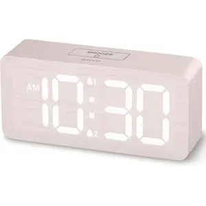 Wooden Digital  Clocks for Bedrooms: Dimmable   Clock with Large Numbers for Bedside Desk - Loud  for Heavy Sleepers with Volume Control -  Decor & Gifts